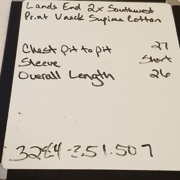 Lands End 2X T Shirt Relaxed Fit V Neck 100% Supima Cotton Southwest Aztec - Picture 9 of 9